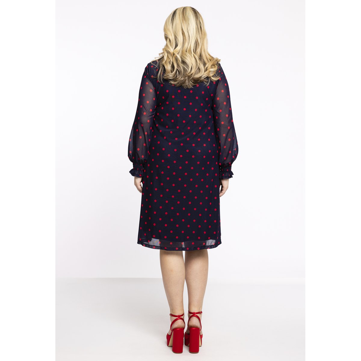 Robe avec imprimé à pois bleu, YOEK