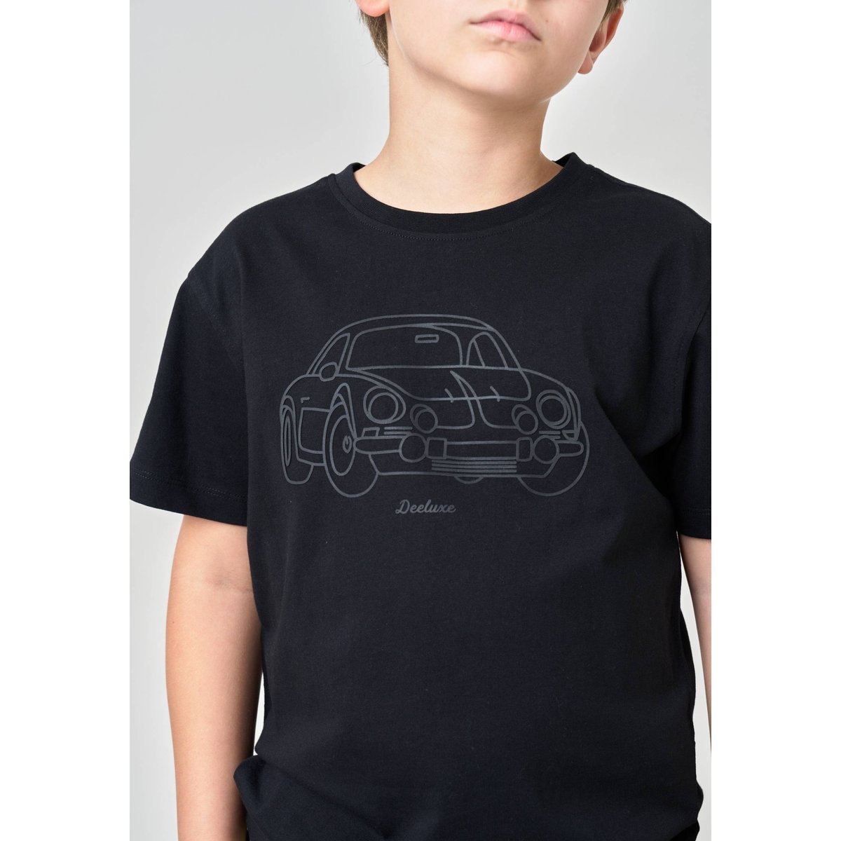 T-shirt regular garçon en 100% coton jersey avec imprimé en relief DUSTBORN noir, DEELUXE