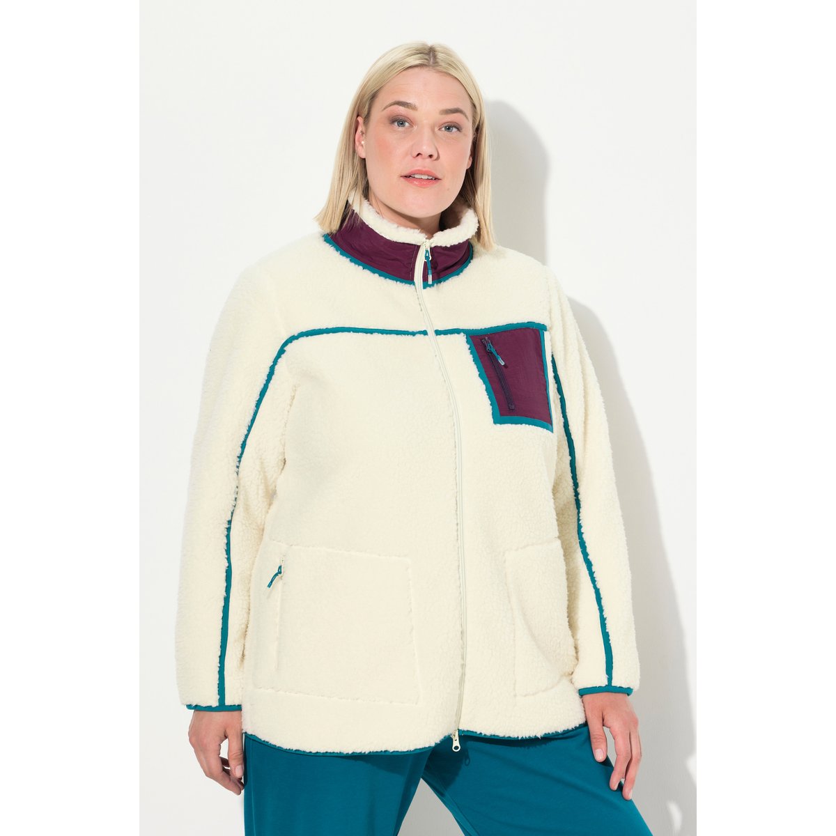 Veste en polaire bouclée taupe, ULLA POPKEN