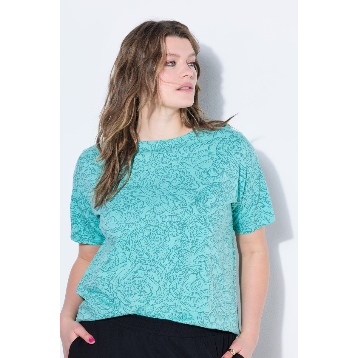 T-shirt oversize, imprimé floral menthe bleue, STUDIO UNTOLD