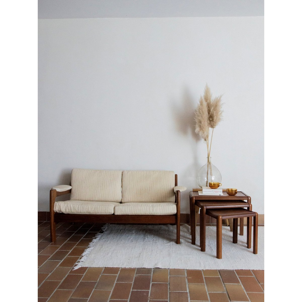 Banquette en teck massif Clara N°67 - Bon état beige, DEBONGOUT