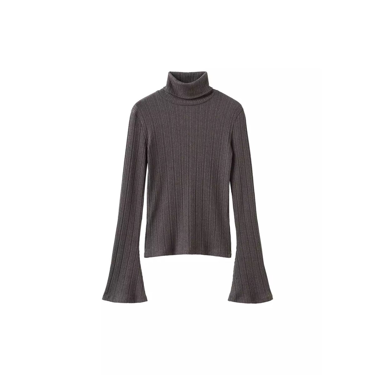 Pull col montant manches évasées marron moyen, MANGO