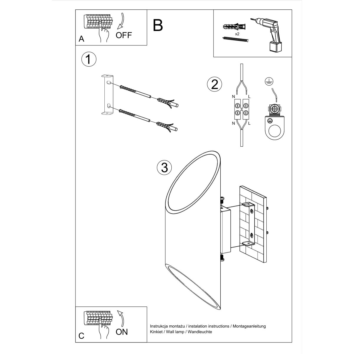 Applique Aluminium Noir G9 1 Penne 30 noir, EDEN