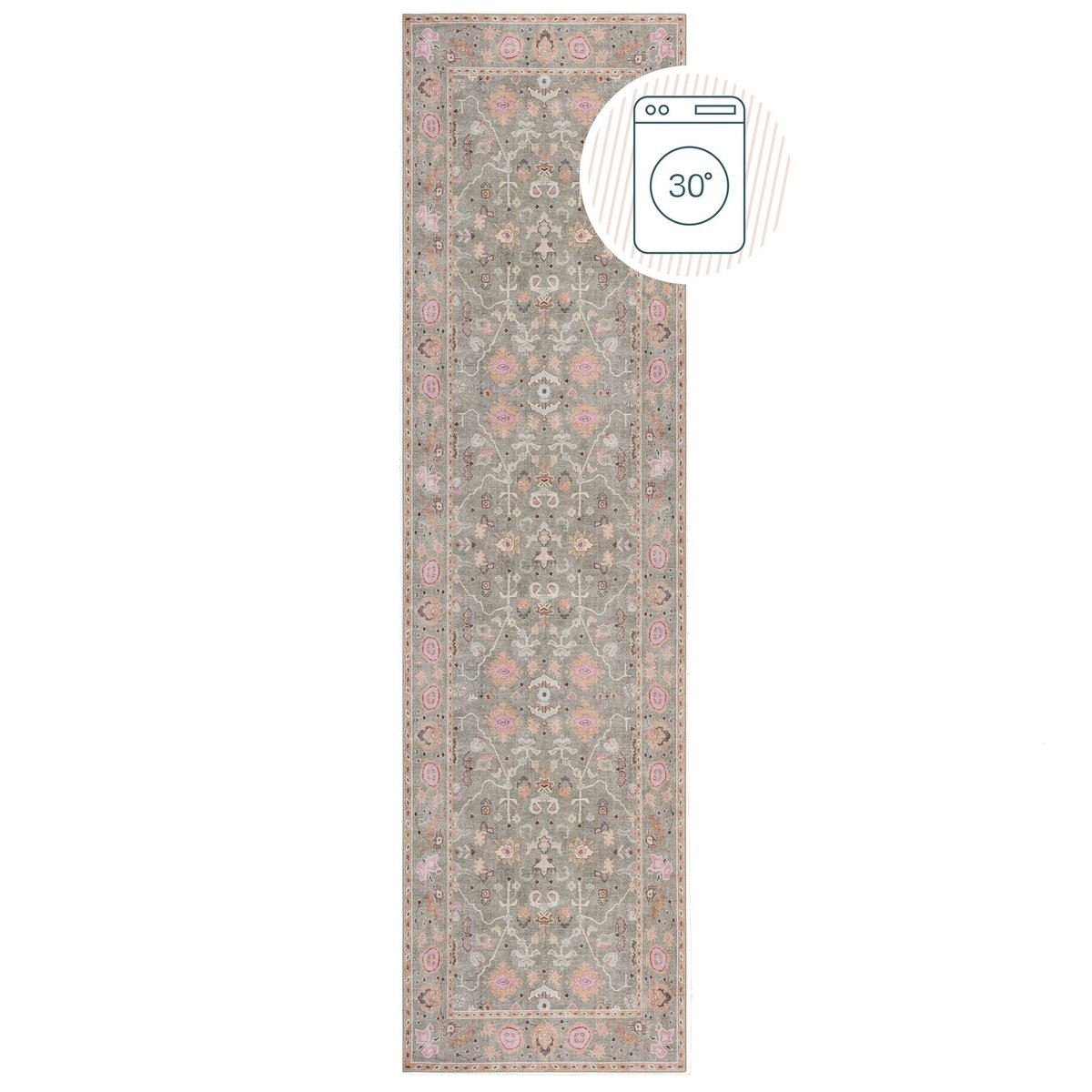 Tapis lavable de couloir UNA FLORAL vert, FLAIR RUGS