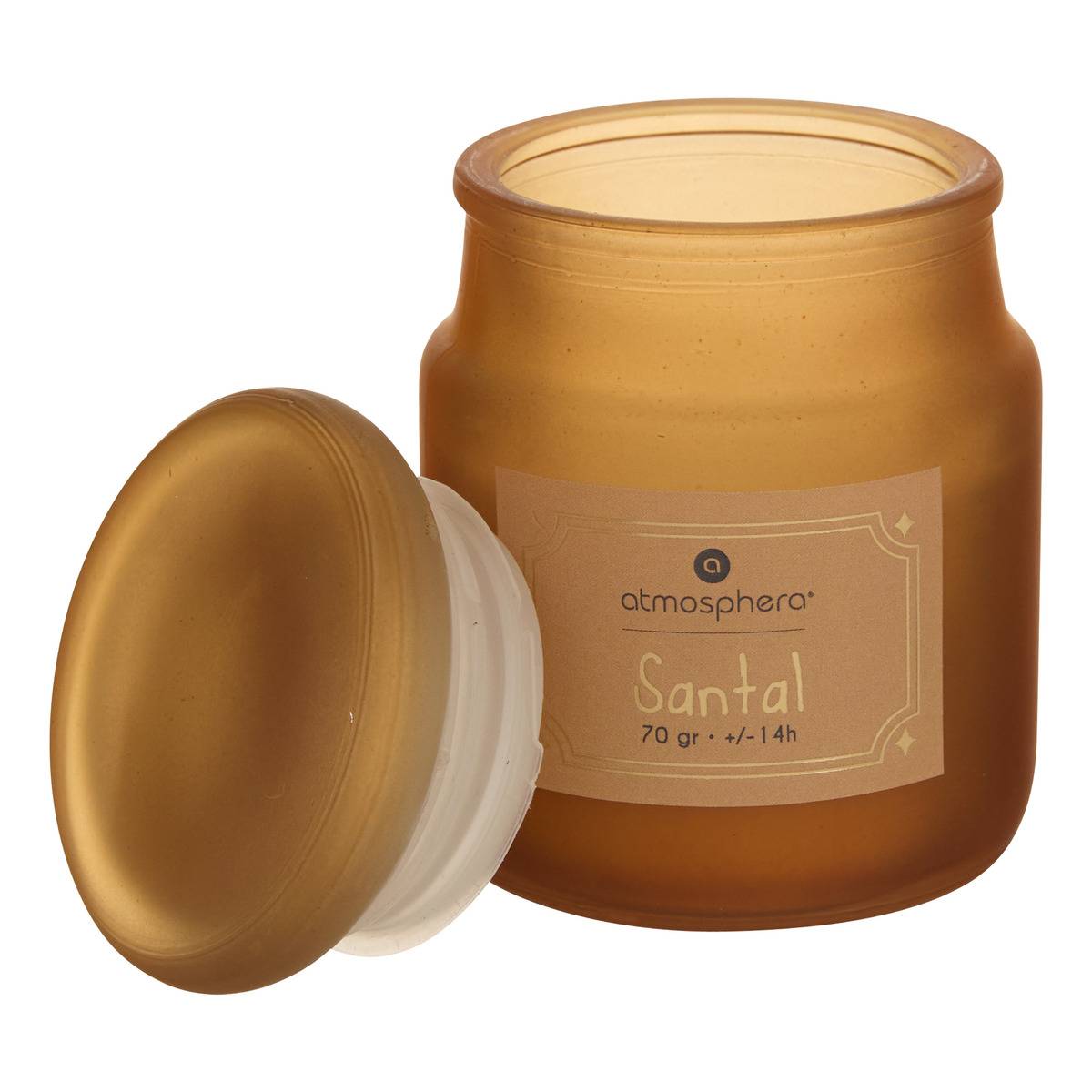 Bougie parfumée pot en verre coloré à bouchon ELOA blanc, ATMOSPHERA