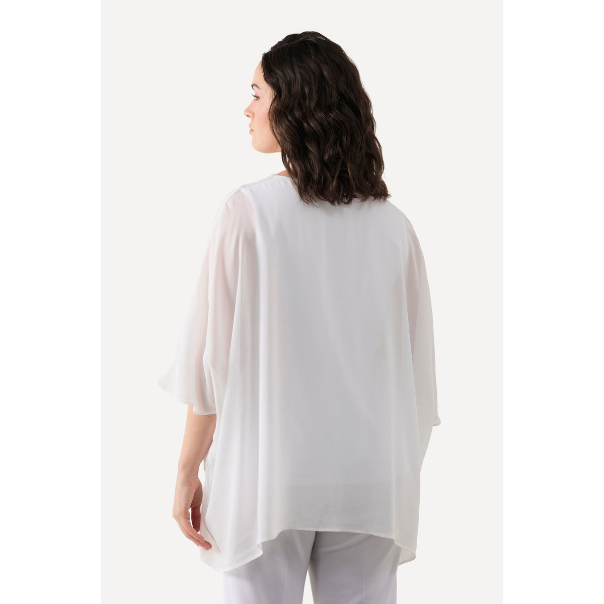 Tunique oversized à col V et manches courtes vert bleu, ULLA POPKEN