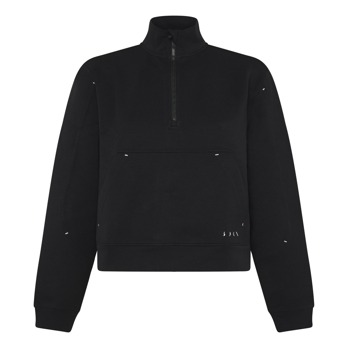 Sweat de sport femme Bloom Demi-zip séchage rapide noir profond, BORN