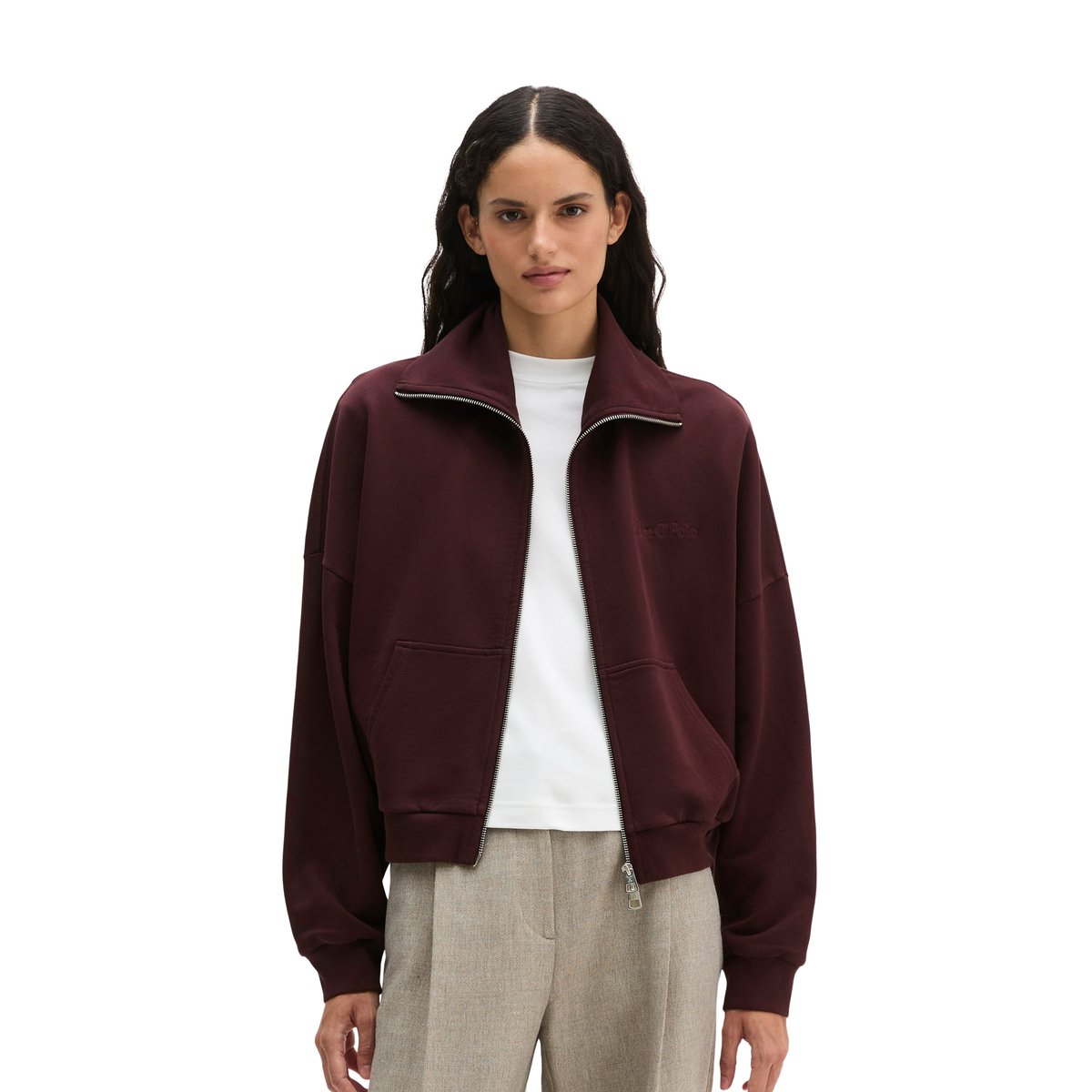 Veste sweat oversize avec du coton recyclé rouge, MARC O'POLO