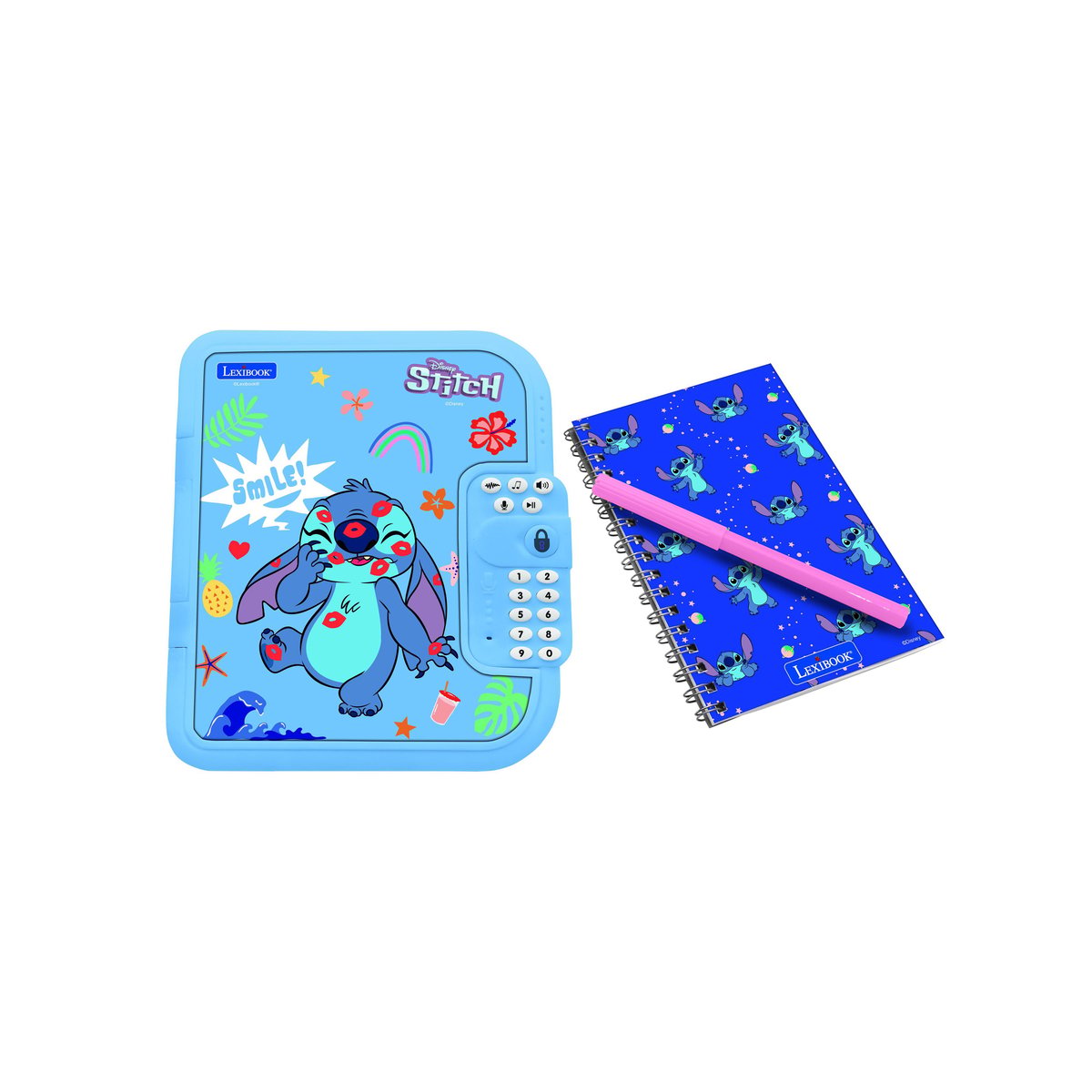 Journal intime électronique avec coffre-fort Stitch bleu, LEXIBOOK