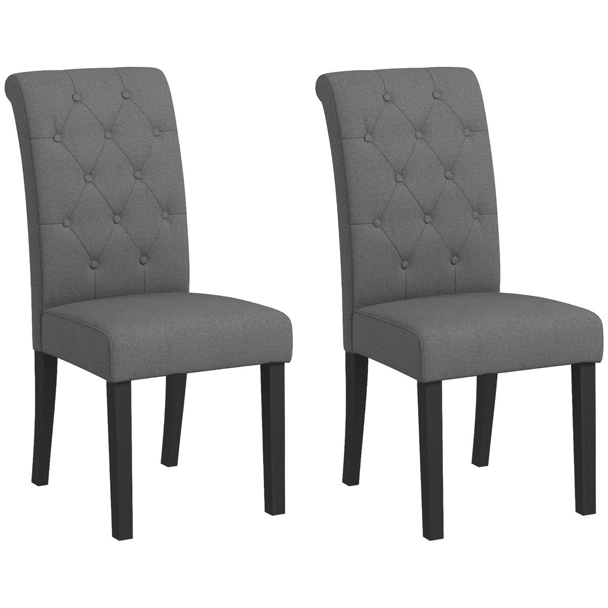 Chaise de salle à manger Lin Noir gris foncé, HOMCOM