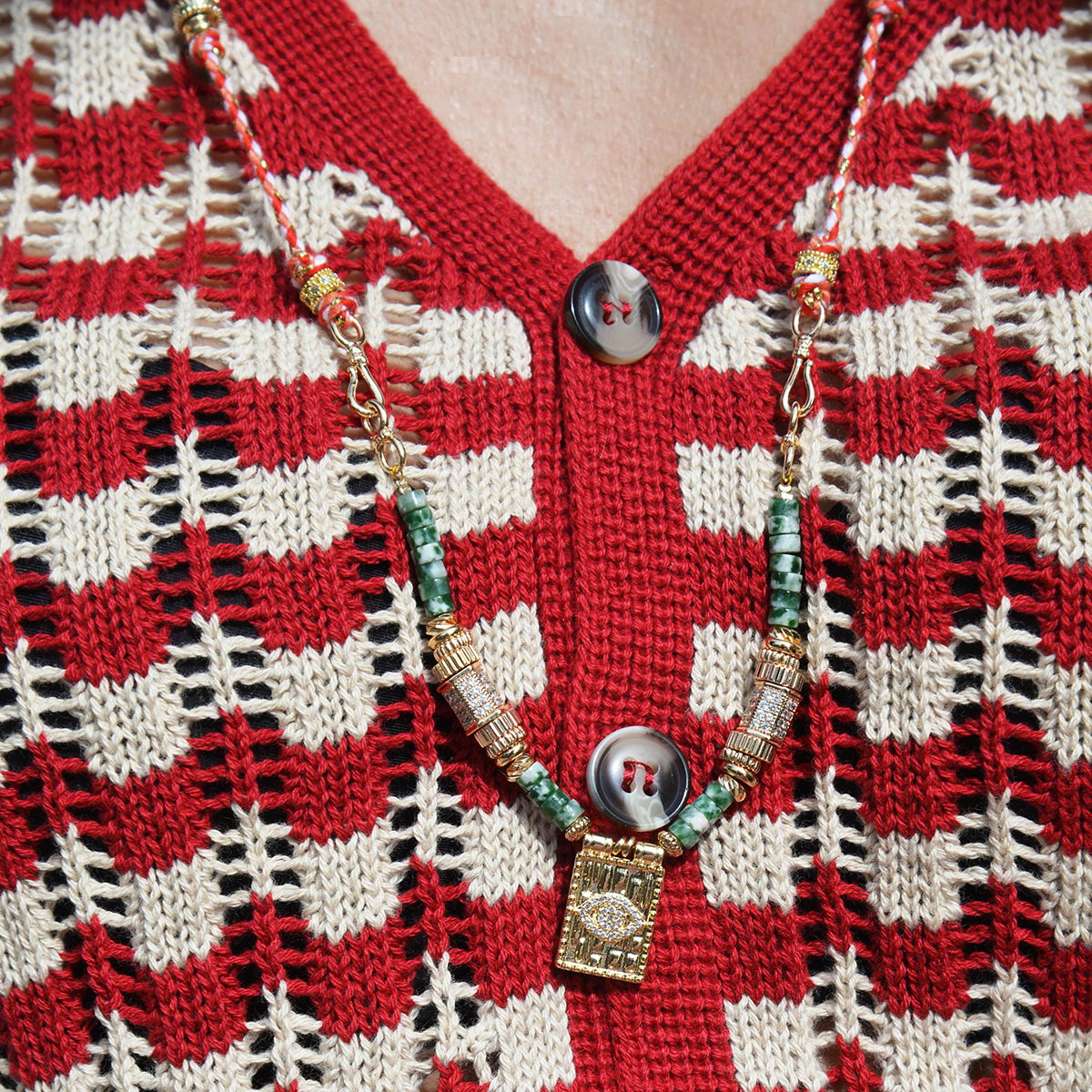 Collier sautoir CHAMANE vert, HIPANEMA