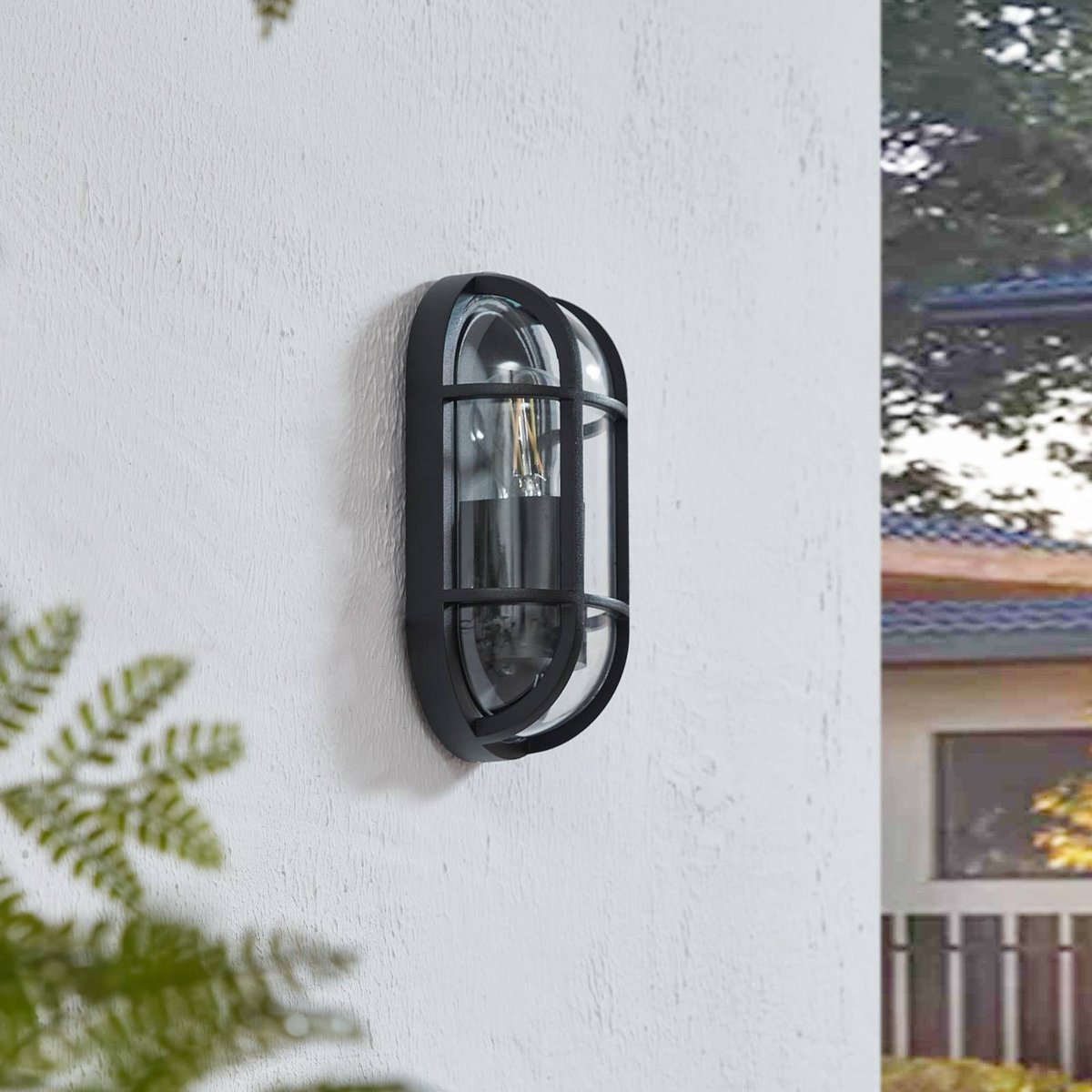 Applique extérieure en aluminium, Serine noir, transparent, LUCANDE