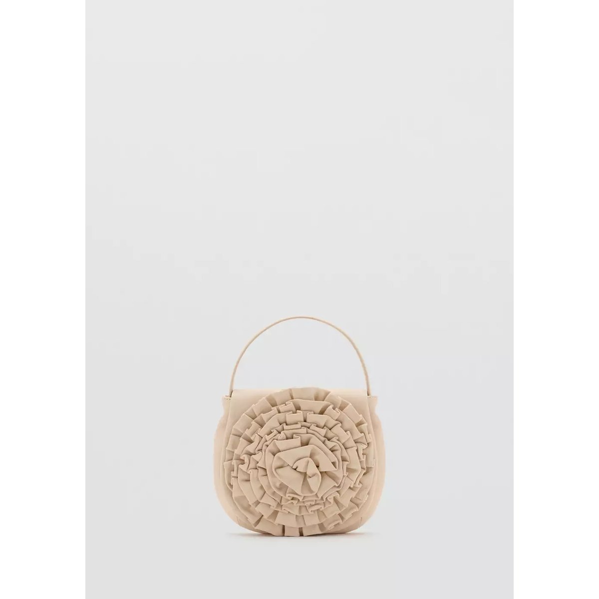 Sac à main en cuir fleur relief blanc cassé, MANGO