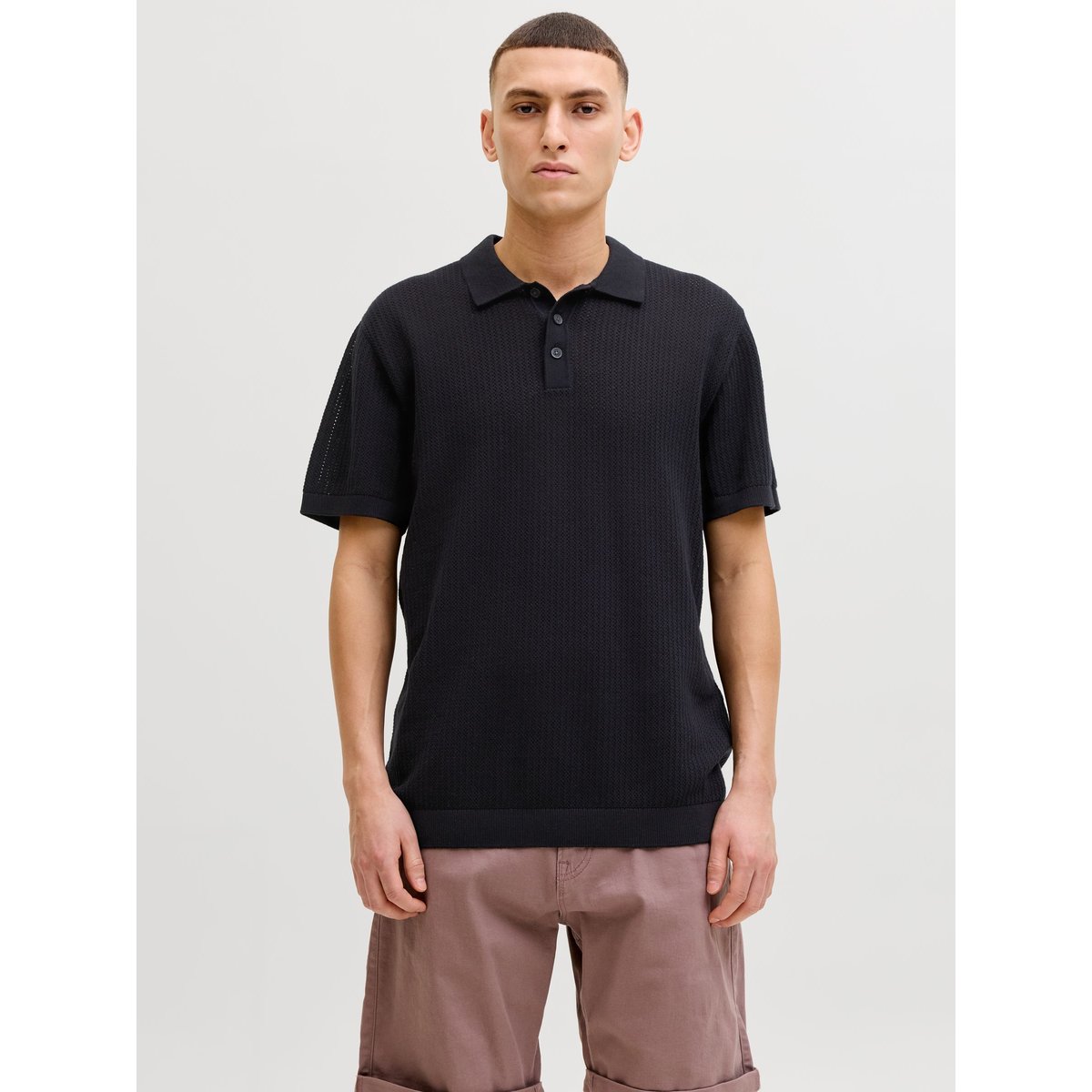 Polo Tricoté noire - black, JACK & JONES