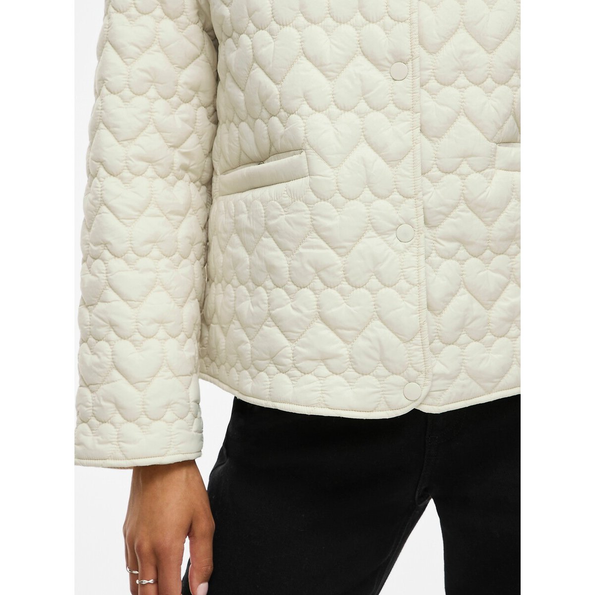Lightweight Quilted Hearts Padded Jacket beige, VILA
