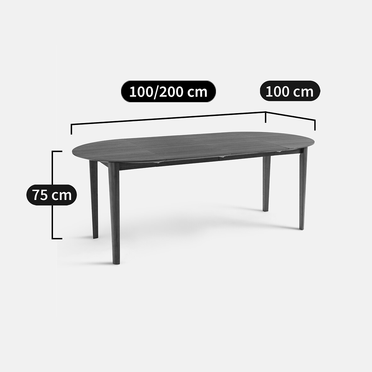Table à manger, extensible, en plaqué noyer, 4 à 8 couverts, TIOGA coloris noyer, LA REDOUTE INTERIEURS