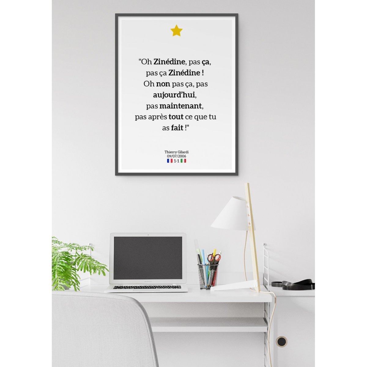 Affiche 'Oh Zinédine, pas ça...' blanc, L'AFFICHERIE