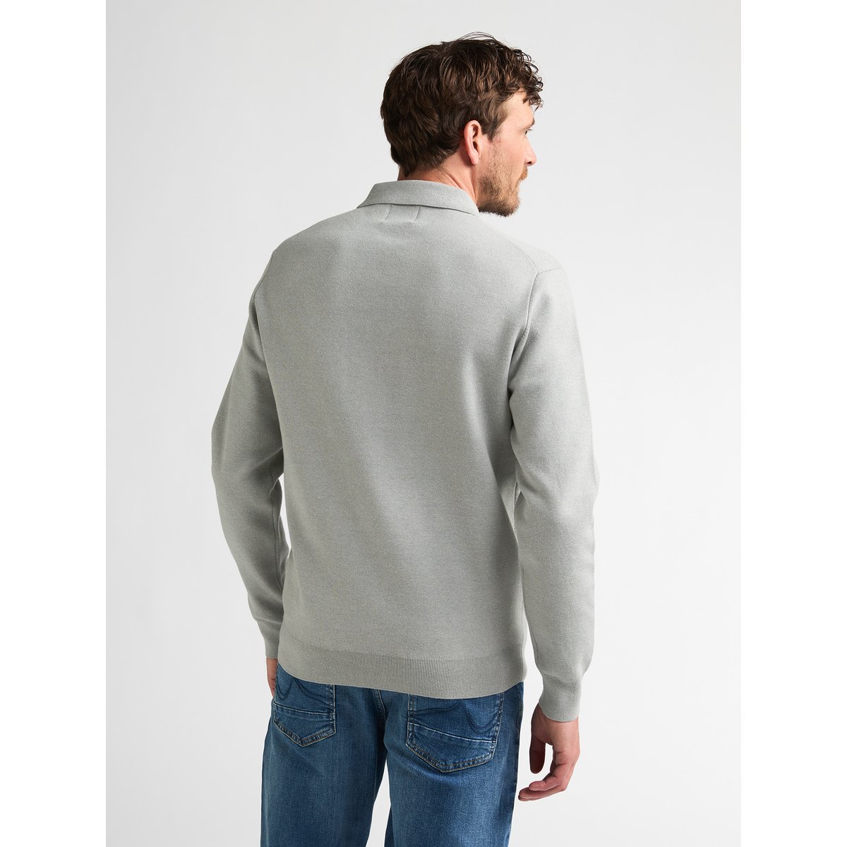 Pull Polo en maille texturée steelfield noir ice grey, PETROL INDUSTRIES
