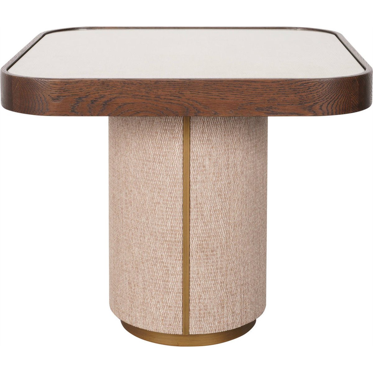 Table d'appoint WILLOX plateau verre beige et bois brun, RECOLLECTION