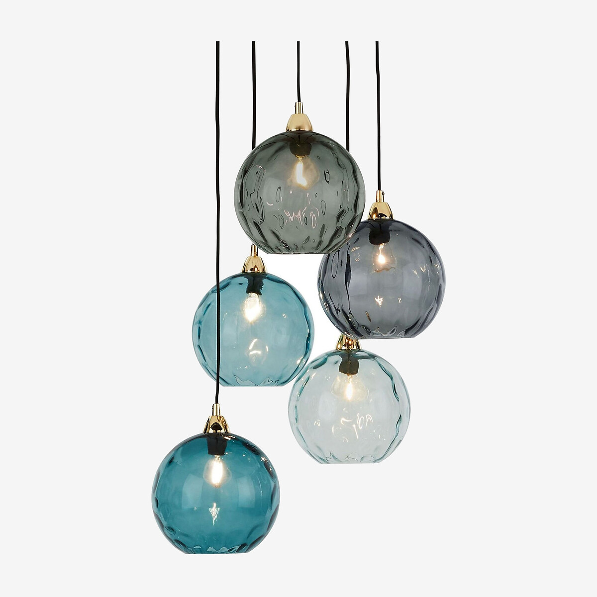 MADE.COM Ilaria 5-Light Swirl Glass Pendant Light blue, MADE