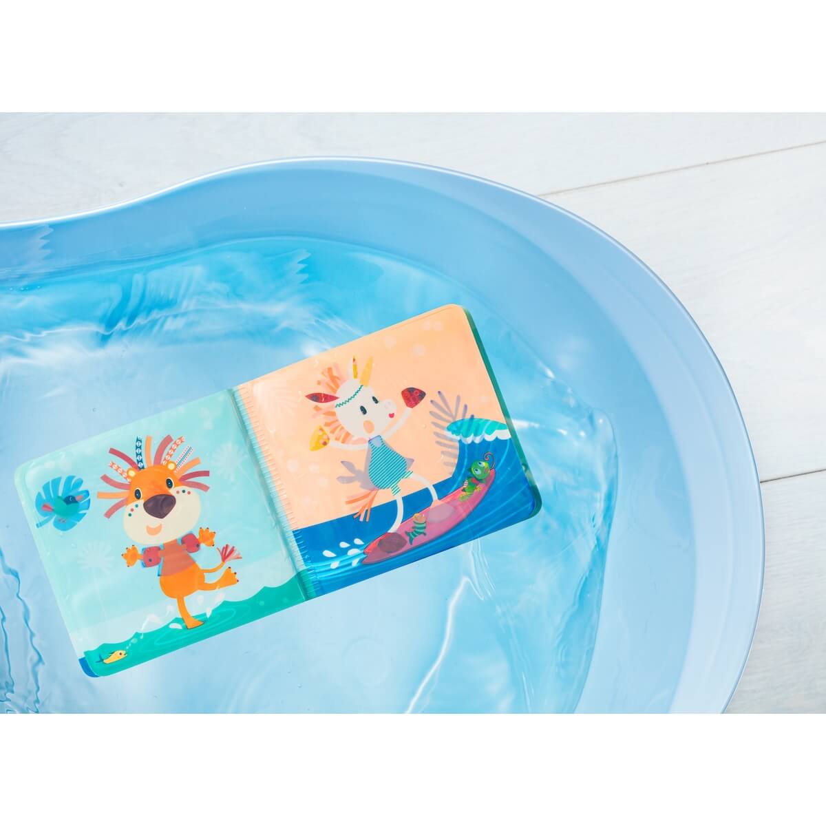 Livre de bain magique Gaspard Splonge rouge, orange, blanc, LILLIPUTIENS