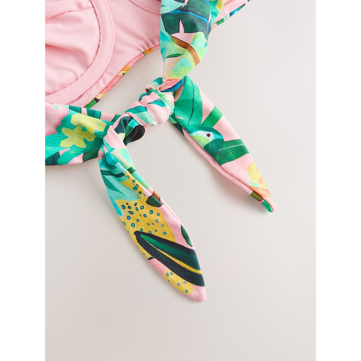Haut de bikini bandeau à bretelles volantées corail rose tropical, NEXT