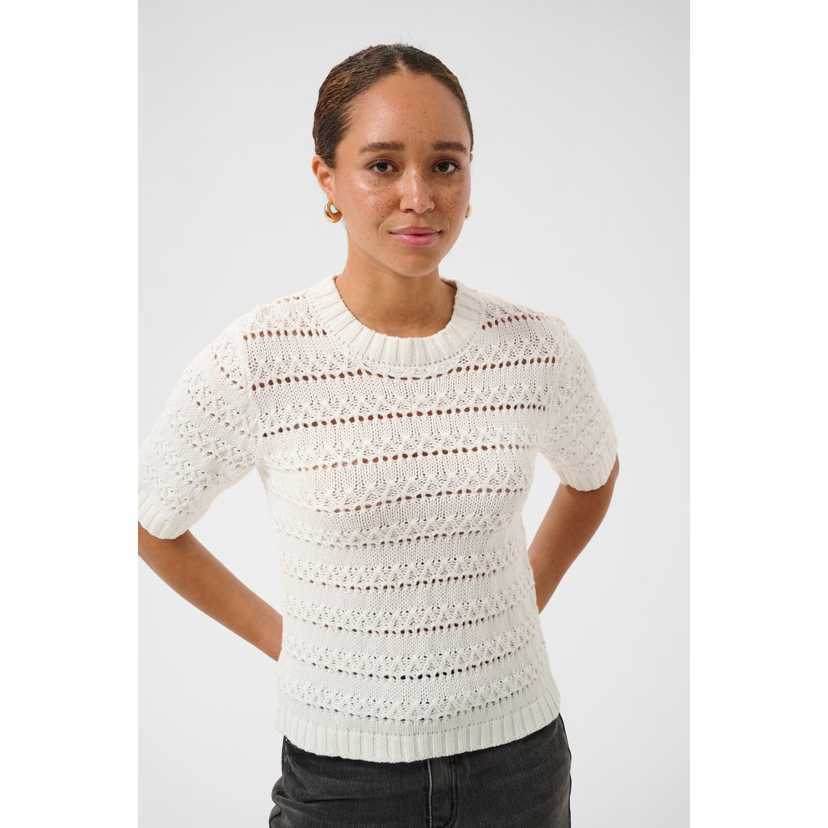 Pullover tricoté blanc, KAFFE