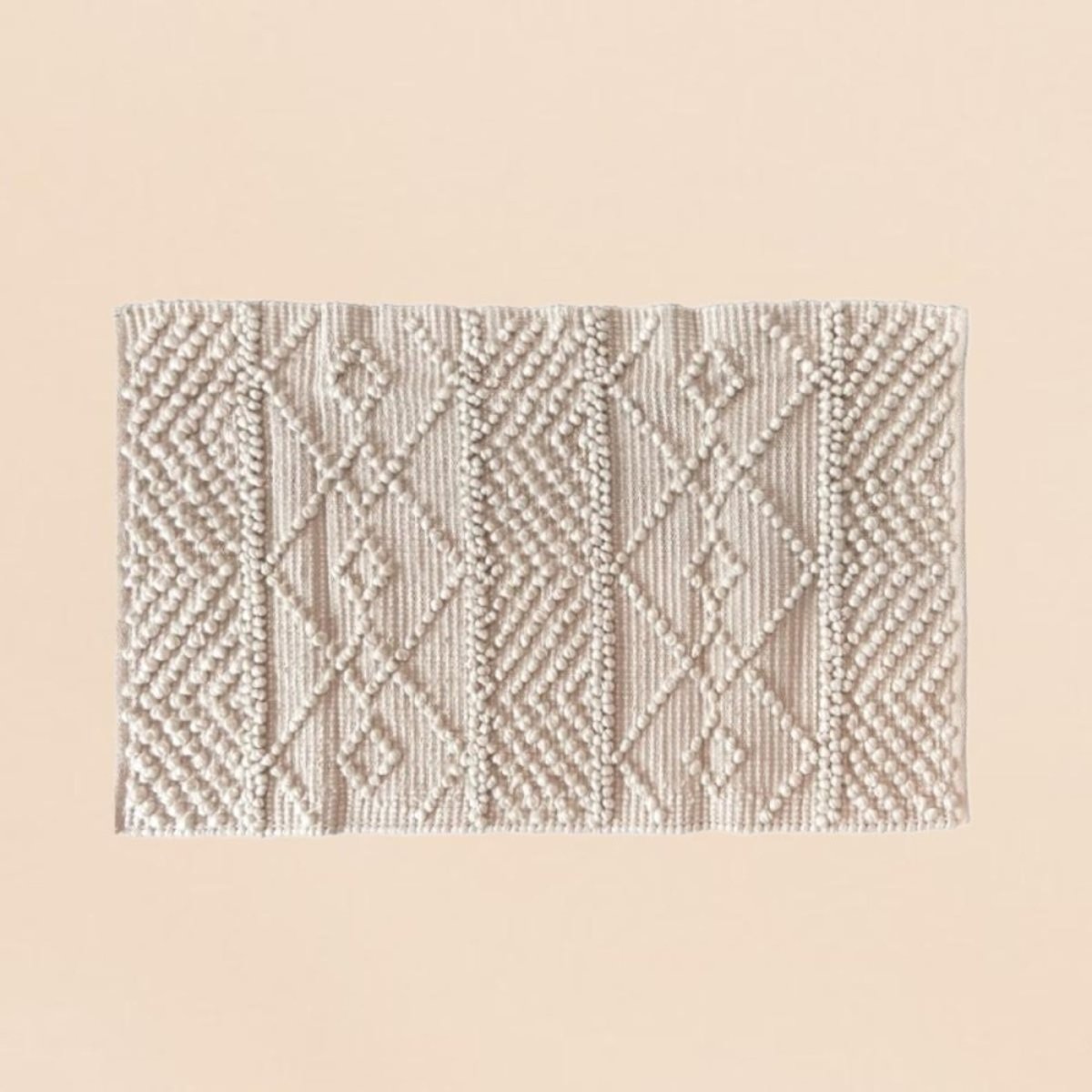 Tapis descente de lit motifs géométriques 60x110cm beige, ORNAMI