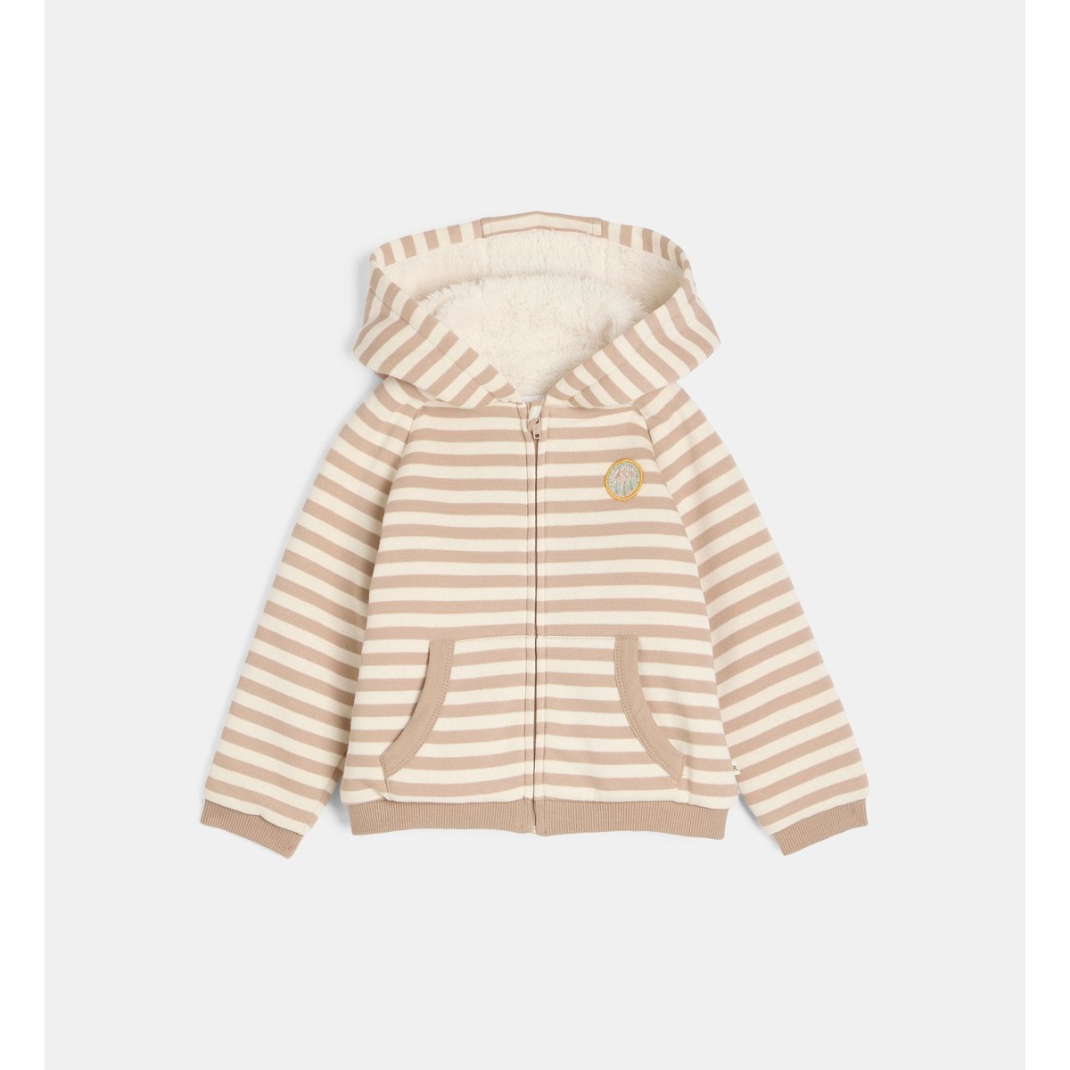 Gilet à capuche vonic fourré écru et beige, CADET ROUSSELLE