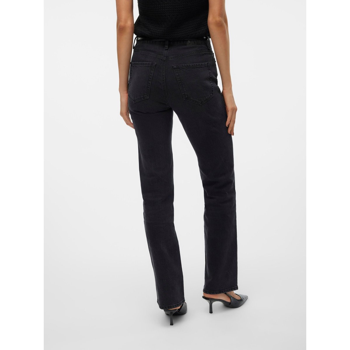 Jean Coupe Droite black denim 1, VERO MODA