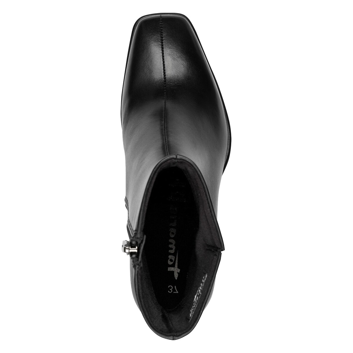 Botines de piel con tacón, punta cuadrada negro, TAMARIS