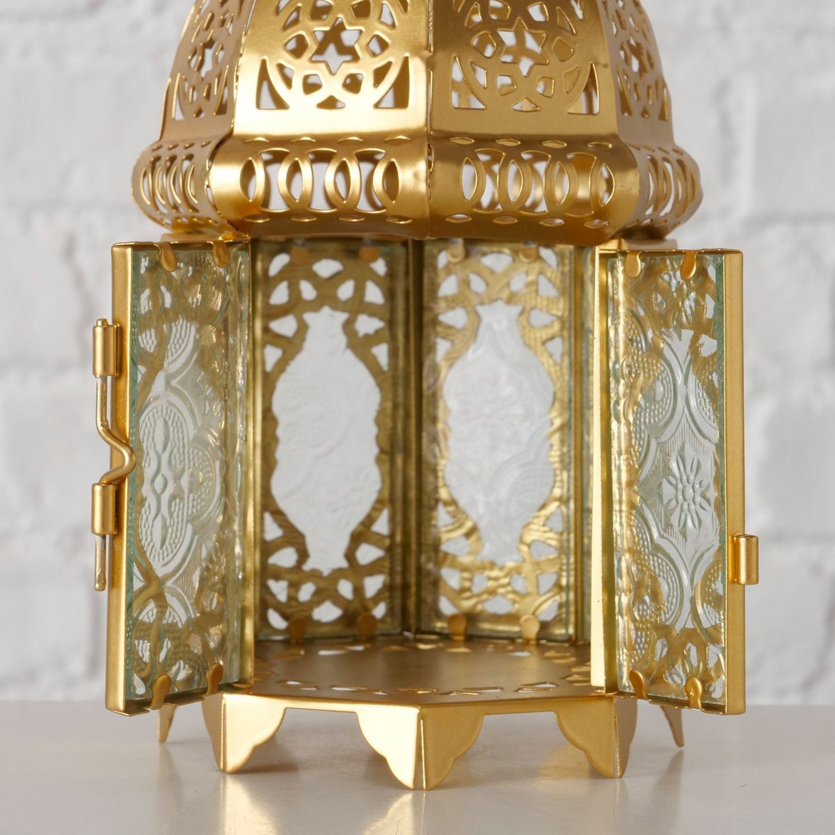 Lanterne métal doré style oriental 10x10x21cm doré, WADIGA
