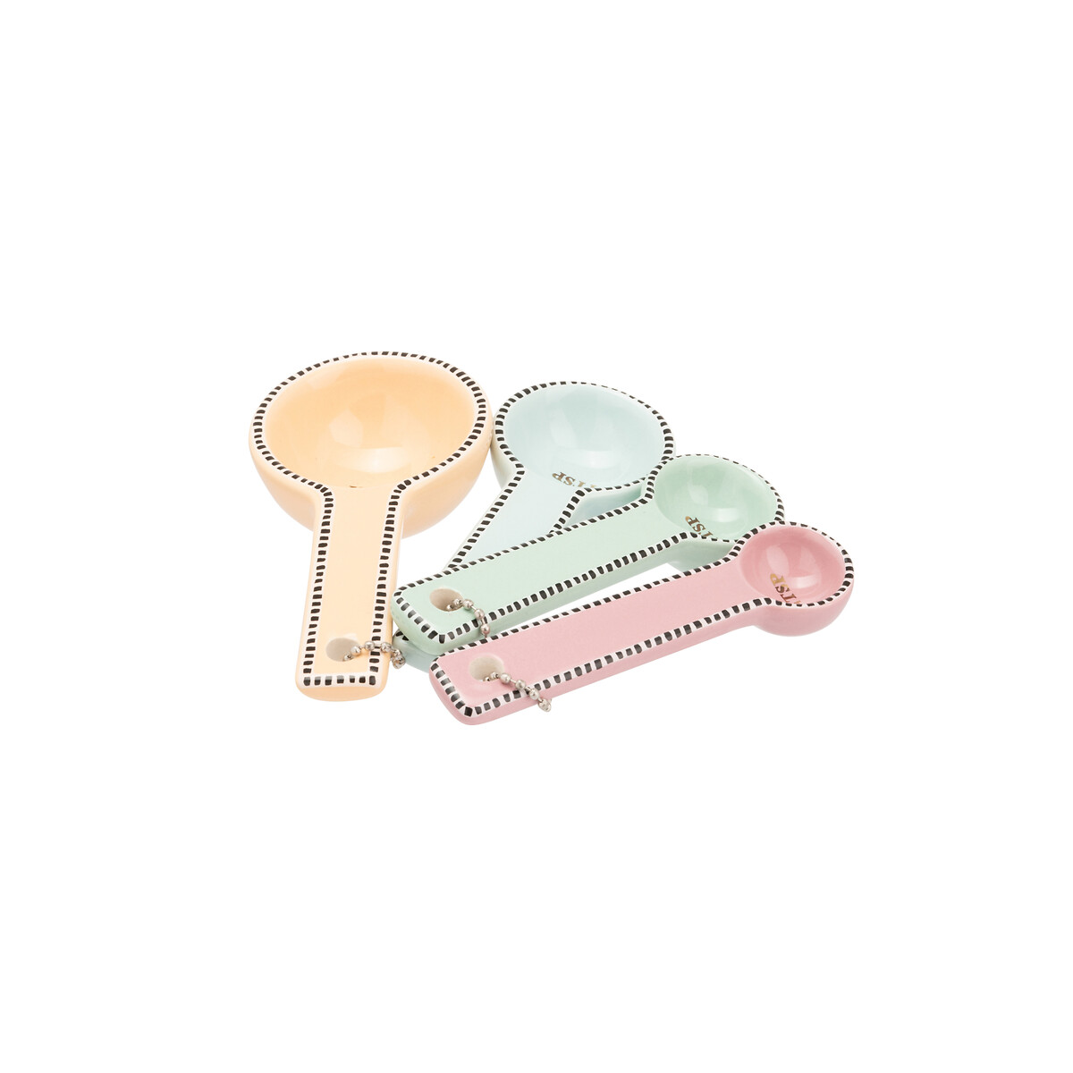 Set of 4 Ceramic Pastel Measuring Spoons multi-coloured, YVONNE ELLEN