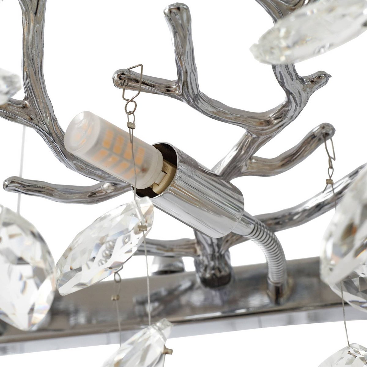 Suspension en cristal moderne, Bellora chrome, transparent, LUCANDE