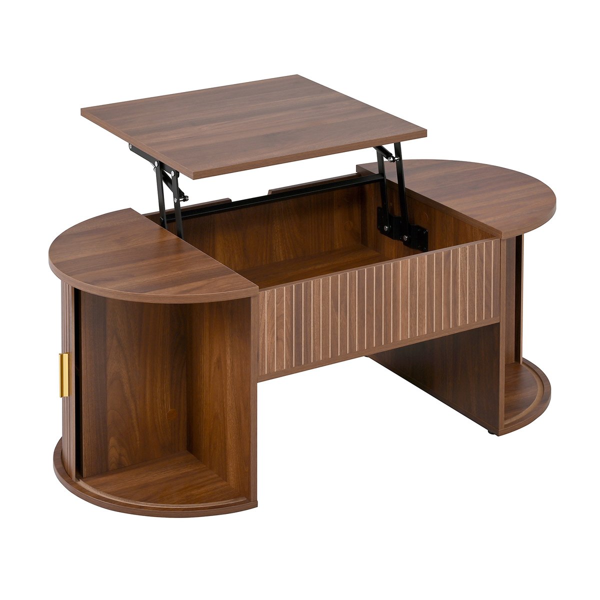 Table basse relevable ovale rangement, CHESTNUTB walnut, MEUBLES COSY