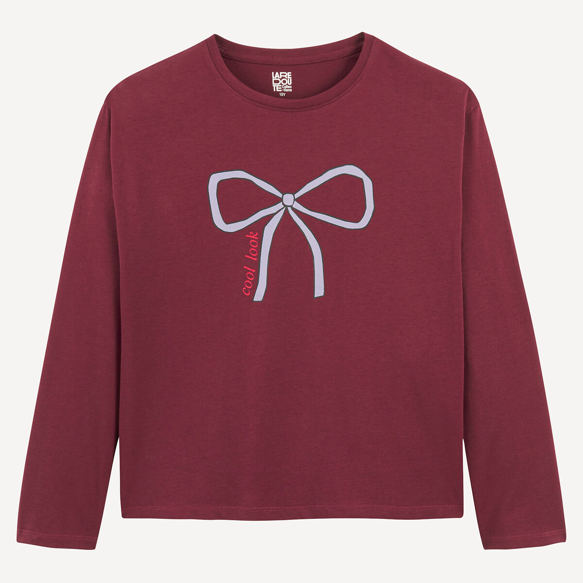 T-shirt manches longues imprimé noeud bordeaux, LA REDOUTE COLLECTIONS
