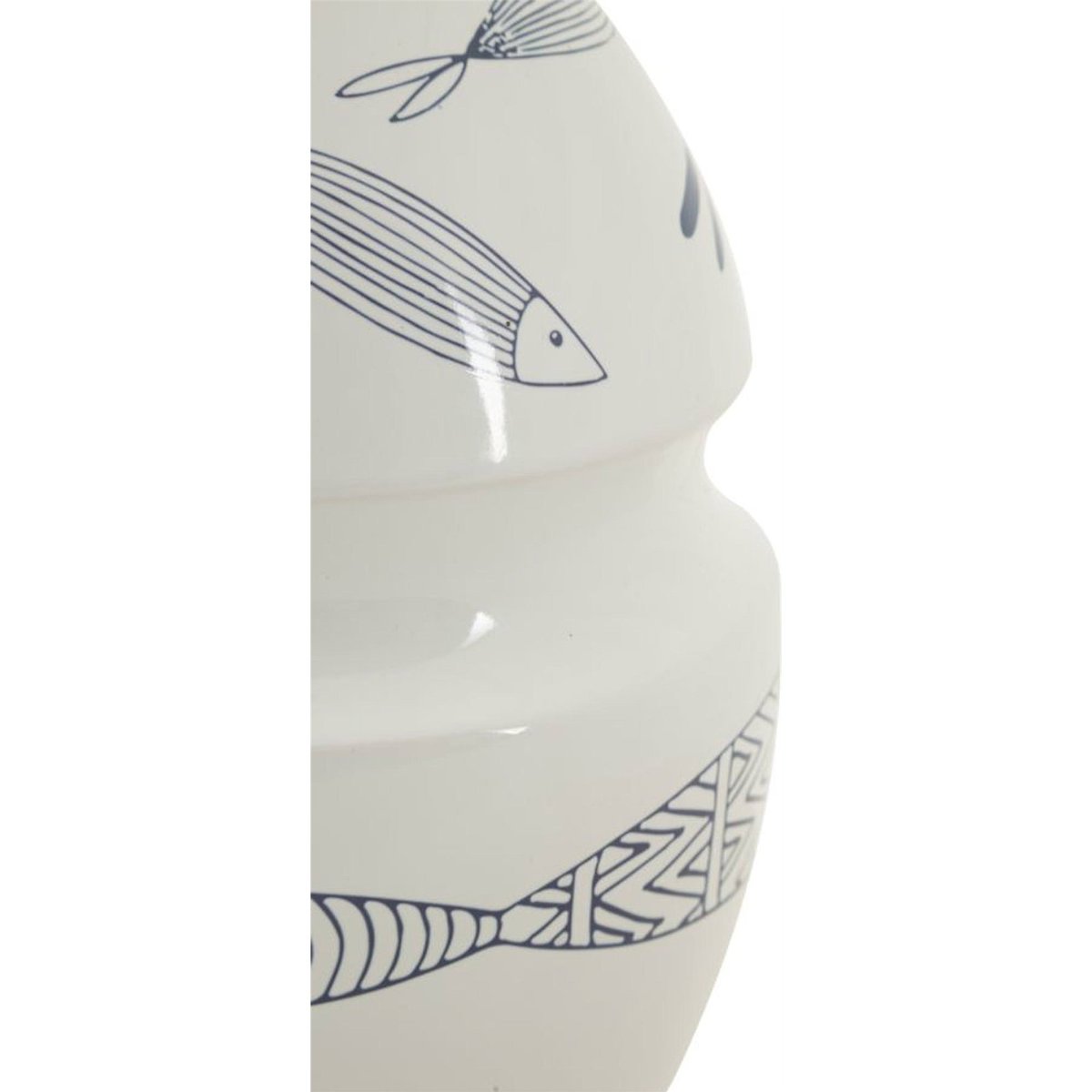 Vase en céramique motif poisson MODERN blanc et bleu, RECOLLECTION
