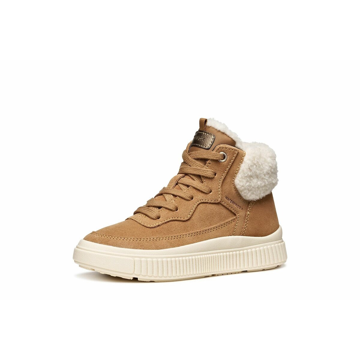 Kids Laquinny High Top Trainers with Faux Fur Lining brown, GEOX