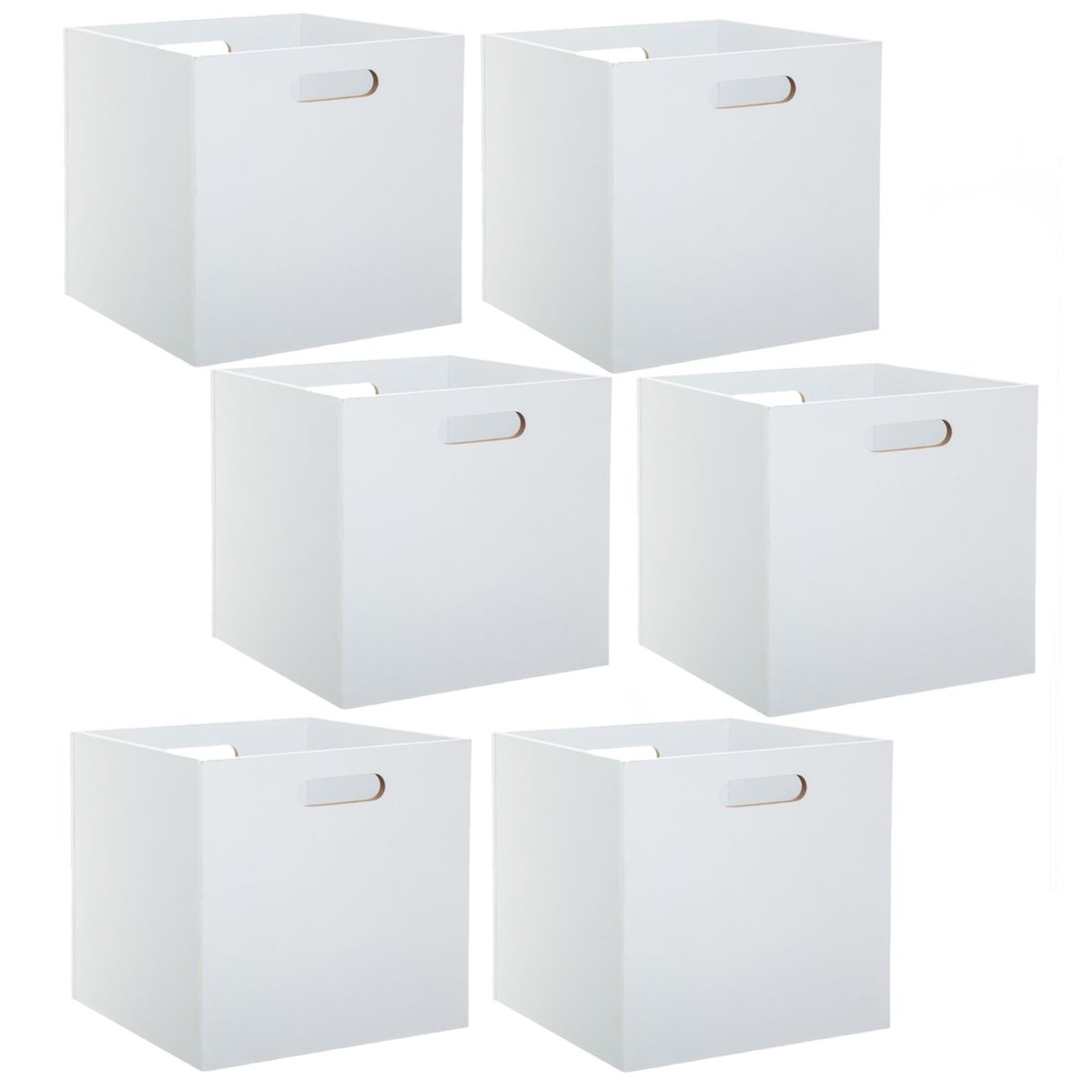 Lot de 6 cubes de rangement effet bois MIX'N MODUL blanc, TOILINUX