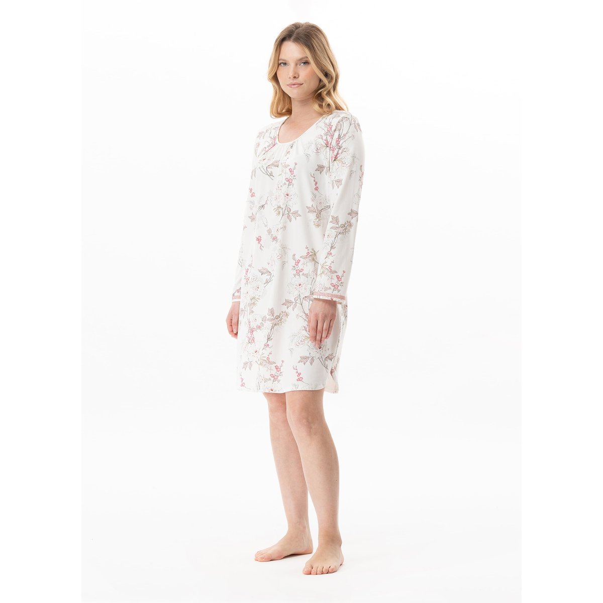 Chemise de nuit en coton modal KELLY 101 multicolore, LE CHAT