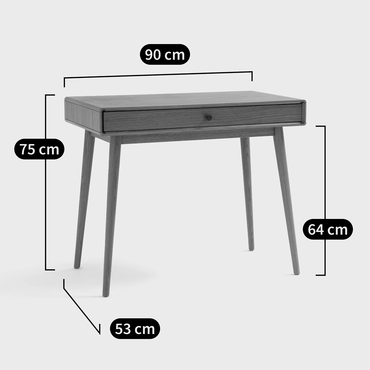 Bureau 1 tiroir, Miji chêne, LA REDOUTE INTERIEURS