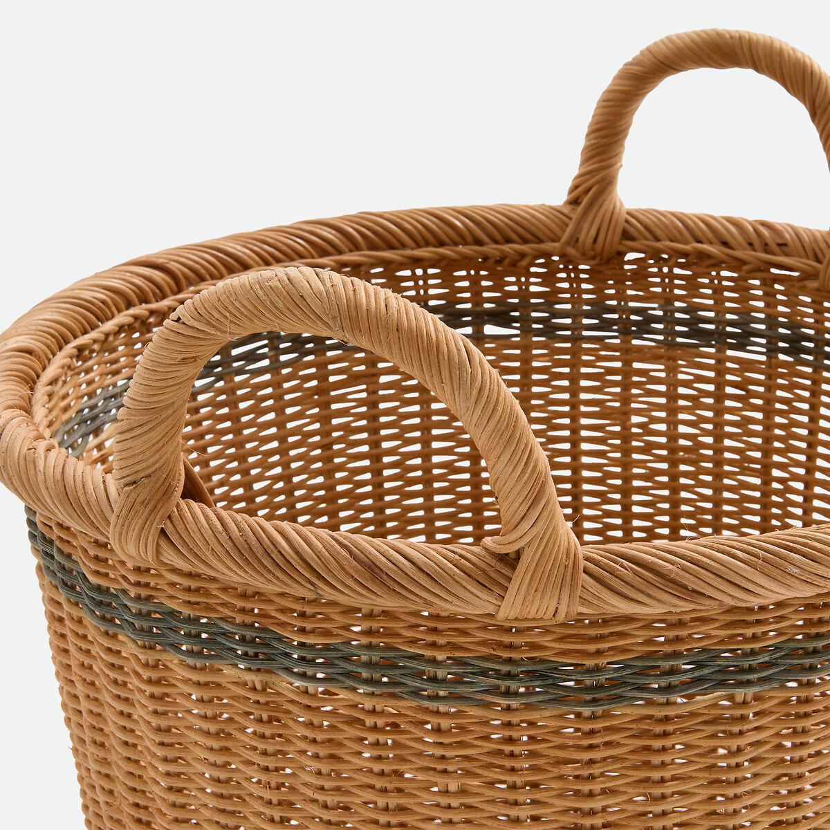 Panier rond en rotin, diamètre 39 cm, ALINO naturel/vert, LA REDOUTE INTERIEURS
