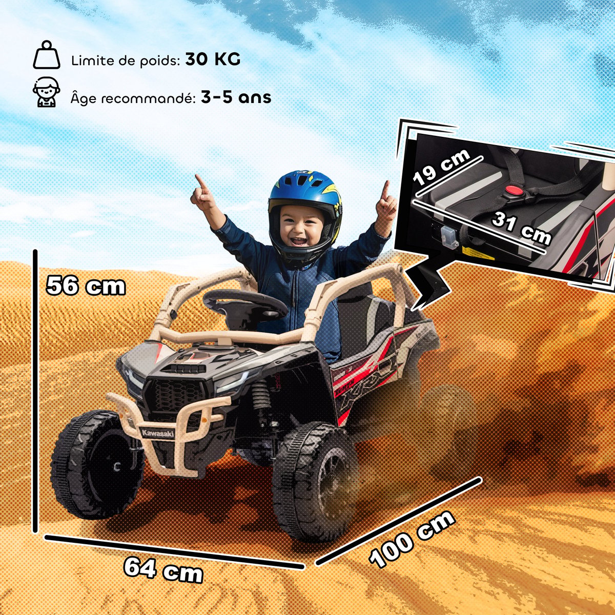 UTV électrique pour enfants PP Jaune jaune, AIYAPLAY