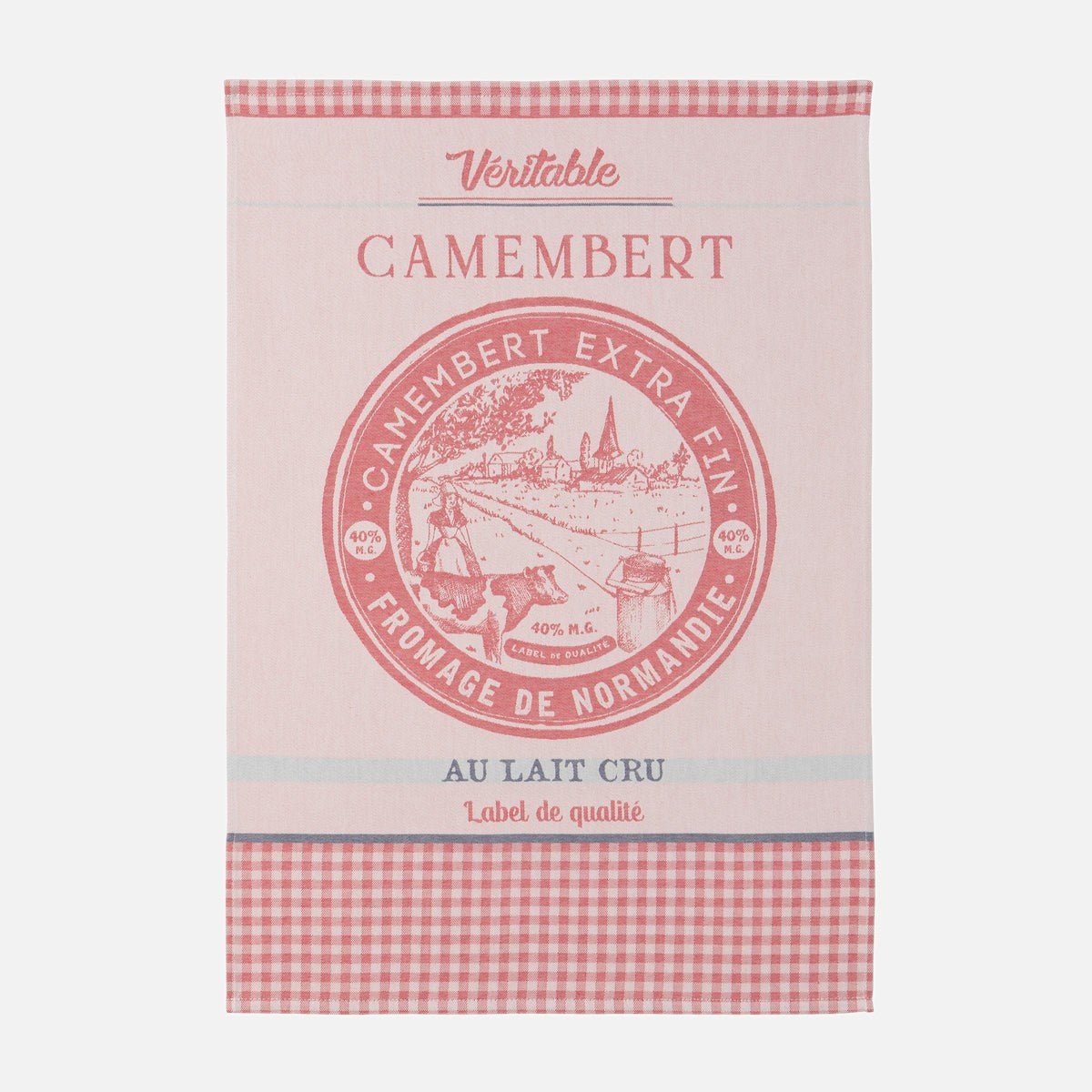 Torchon jacquard en coton VÉRITABLE CAMEMBERT rouge, COUCKE