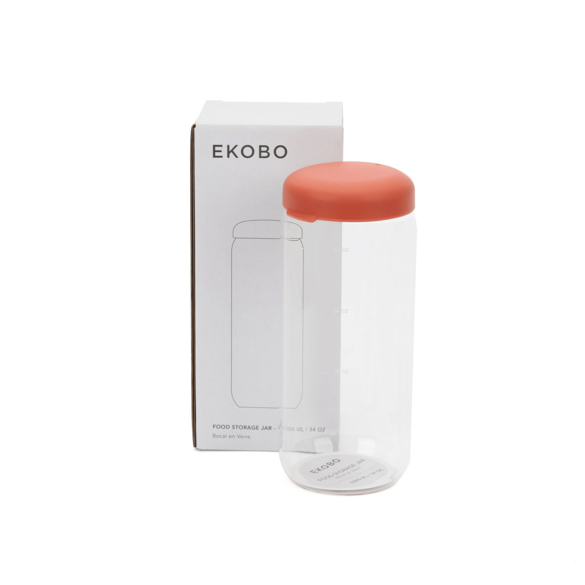 Bocal hermétique en verre borosilicate 1000ml PRONTO terracotta, EKOBO