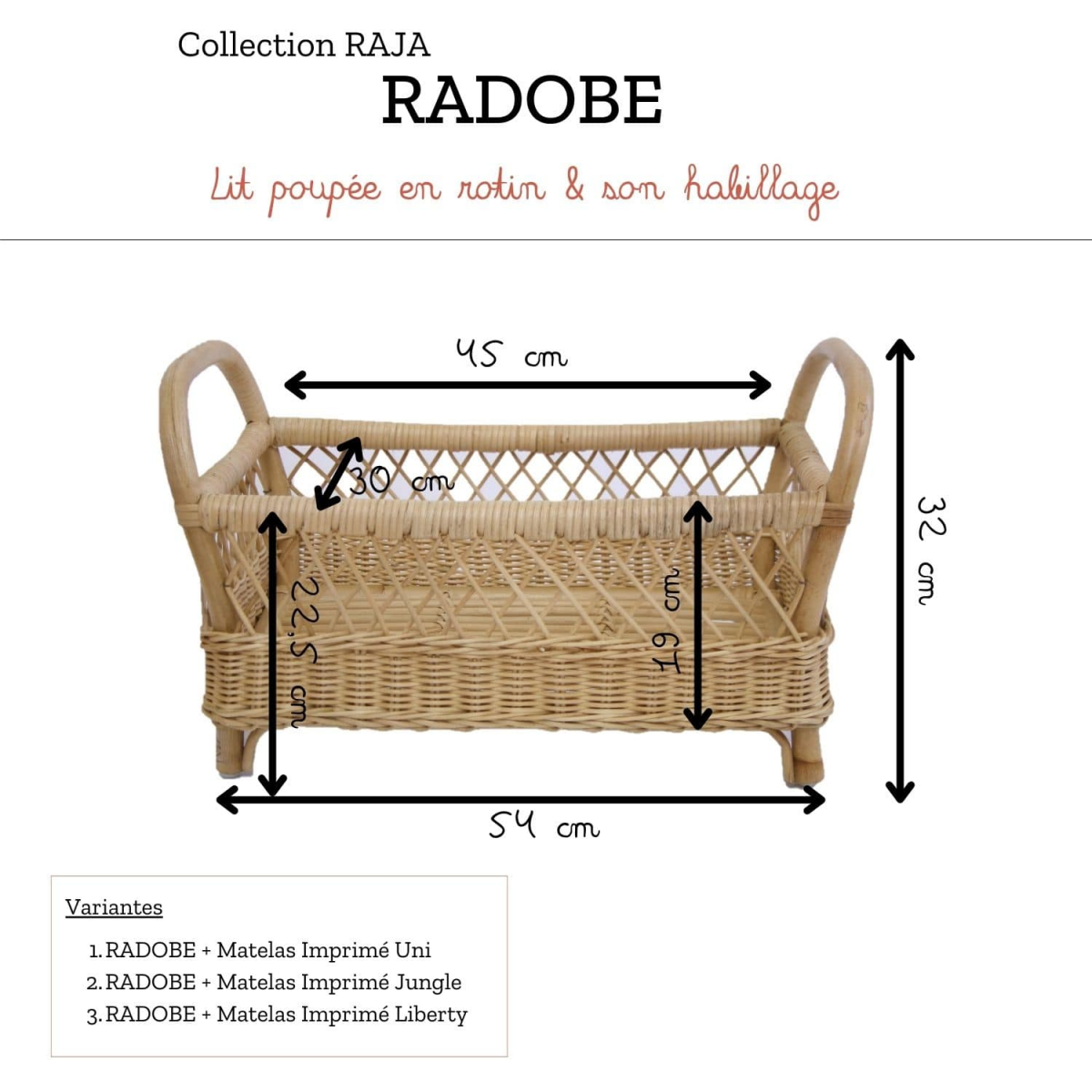 Lit poupée en rotin naturel - RAJA naturel, SAUDARA COLLECTIONS