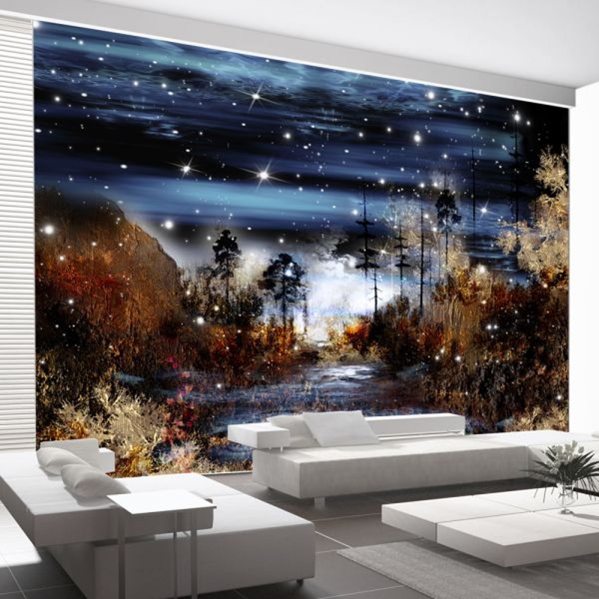 Papier peint intissé panoramique Fantaisie Magical forest beige, EDEN