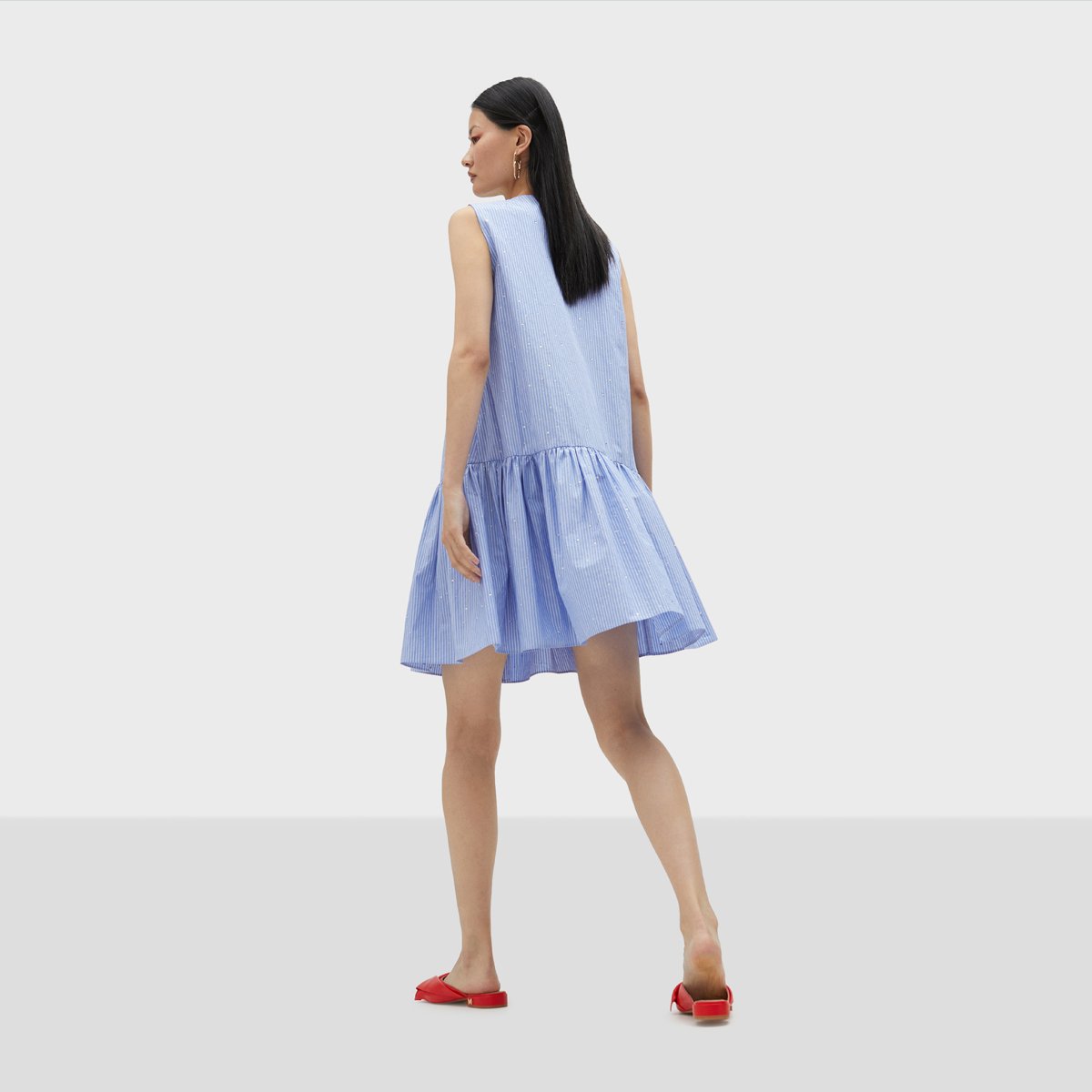 Robe courte avec jupe plissée ciel, LOLA CASADEMUNT