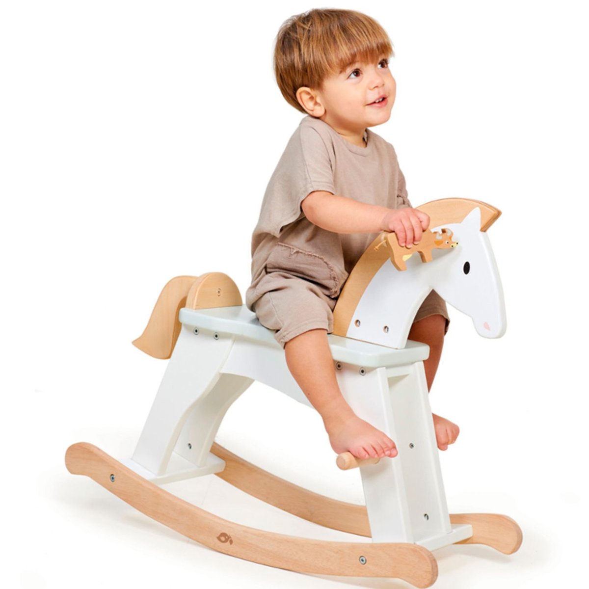 Cheval à bascule blanc, beige, TENDER LEAF TOYS