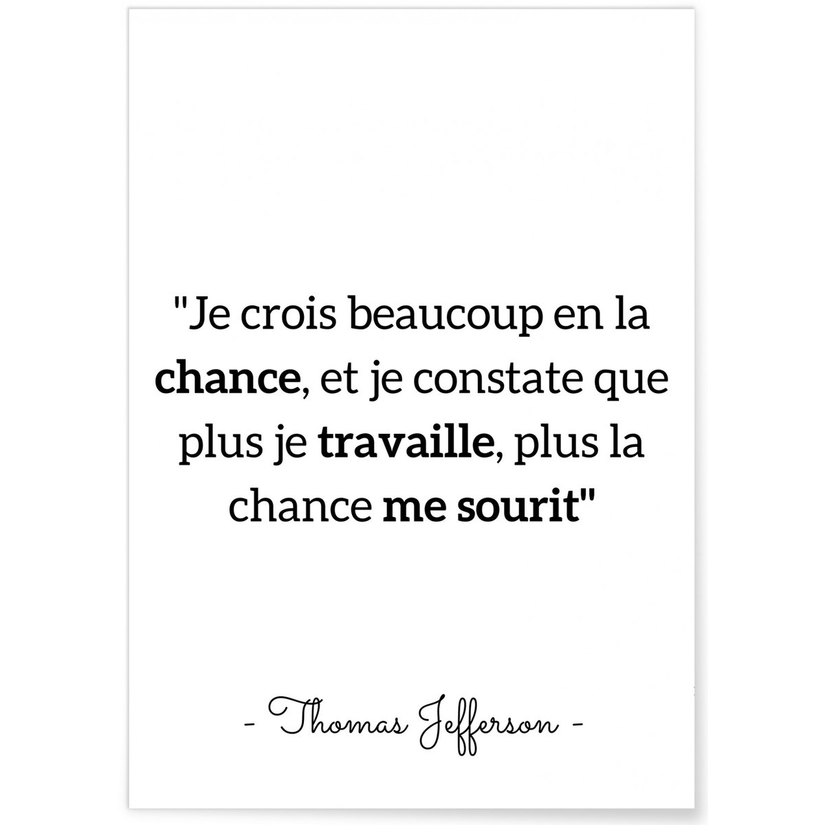 Affiche T.Jefferson 'Je crois beaucoup...' blanc, L'AFFICHERIE